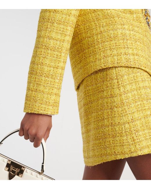 Valentino Yellow Embellished Tweed Jacket
