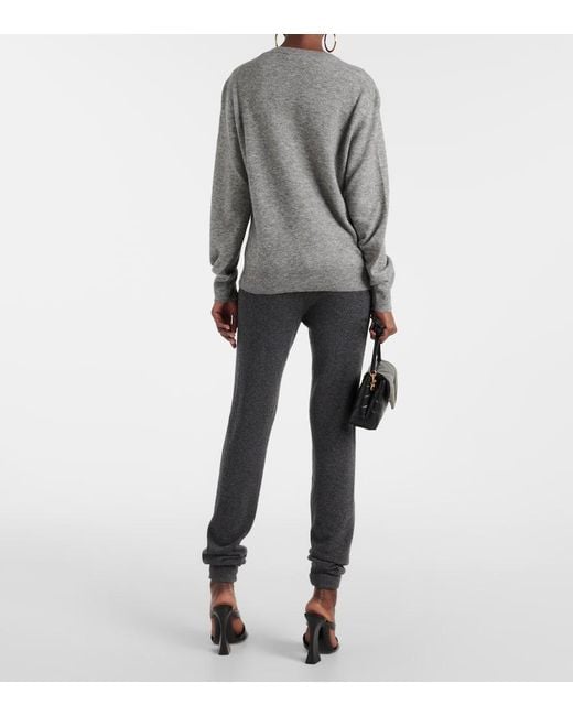Pullover in cashmere e seta di Saint Laurent in Gray