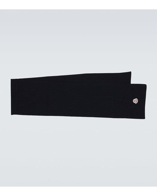 Moncler Black Virgin Wool Scarf for men