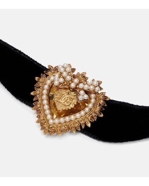 Dolce & Gabbana Black Devotion Embellished Velvet Choker