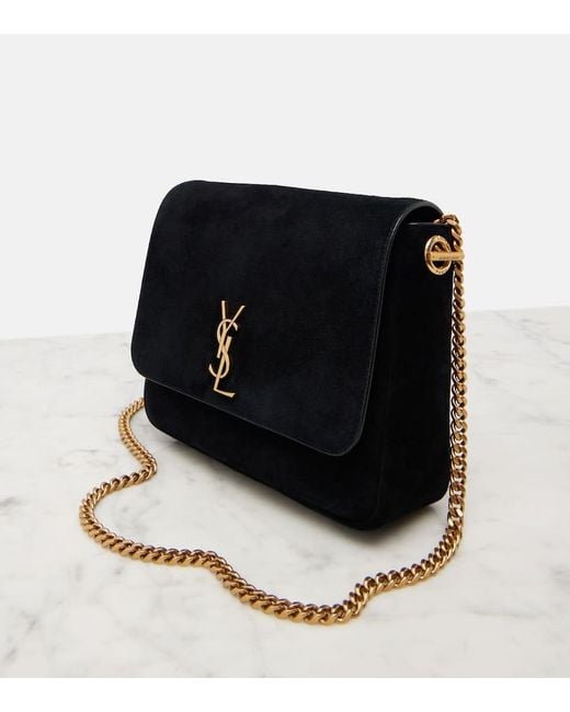 Saint Laurent White Schultertasche Kate Aus Veloursleder