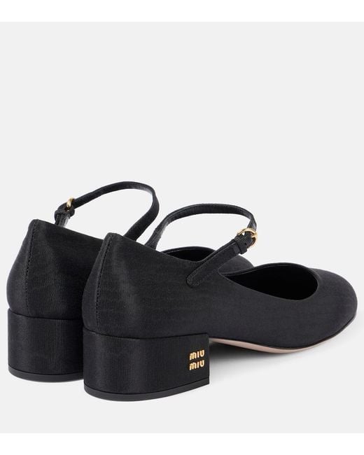 24PF new/MiuMiu キャンバスメリージェーンパンプス Pumps Black Miu Miu Canvas Leather-Lined Mary Jane Pumps in Black | Lyst