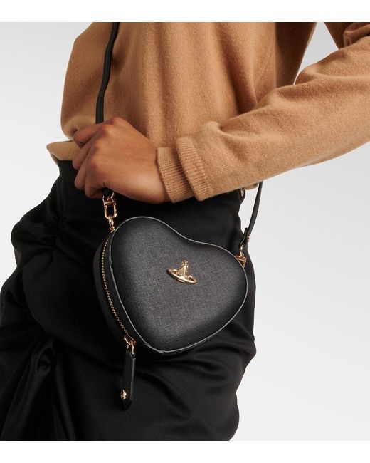 Vivienne Westwood Black Heart Mini Faux Leather Crossbody Bag