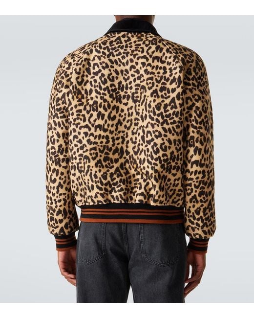 Valentino Brown Vgold Leopard-Print Wool Blouson Jacket for men