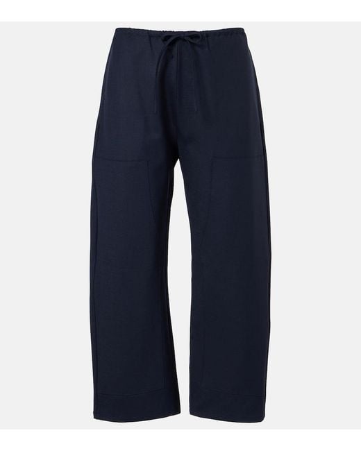 Leset Blue Jane Wool-Blend Wide-Leg Pants