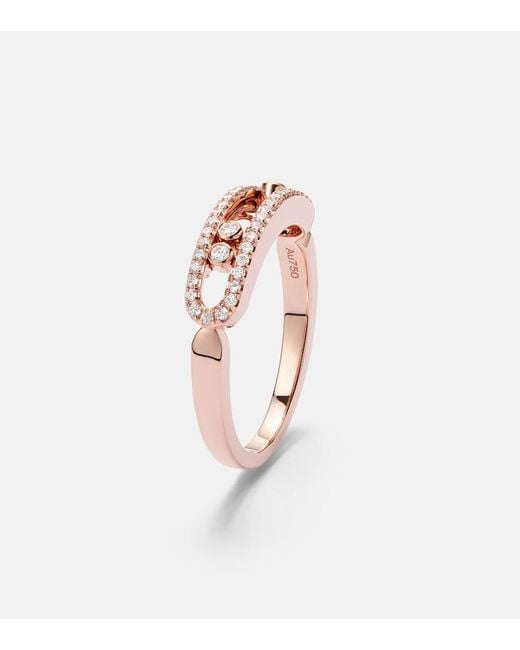 Messika White Baby Move 18Kt Rose Ring With Diamonds