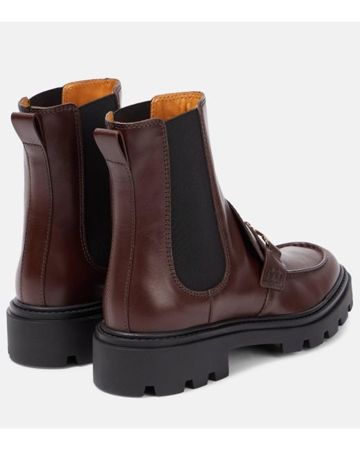 Tod's Brown T-Ring Leather Chelsea Boots