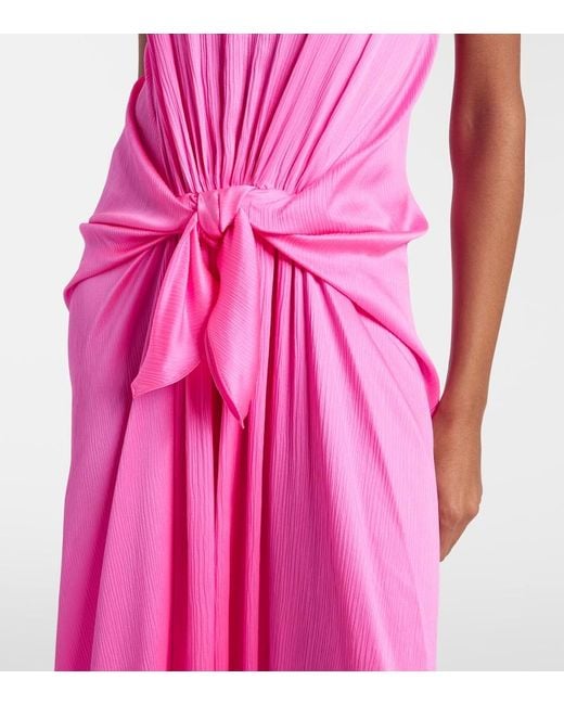 J.W. Anderson Pink Gathered Silk Maxi Dress