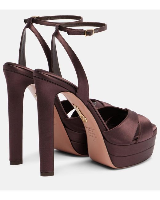 Aquazzura Brown Satin Divine Plateau Platform Sandals 130