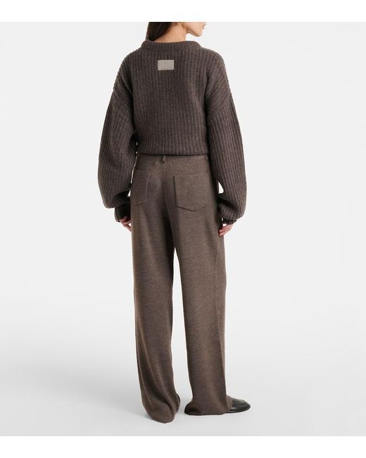 AYA MUSE Brown Gerade Hose Aus Einem Wollgemisch