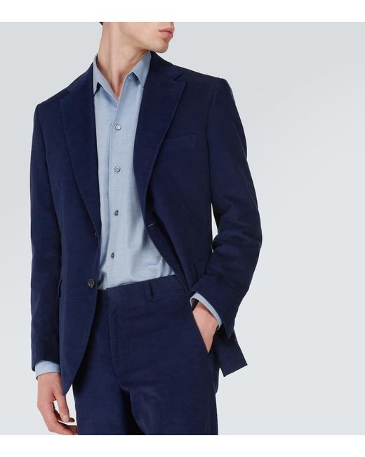 Brioni Blue Cotton And Cashmere Corduroy Suit for men