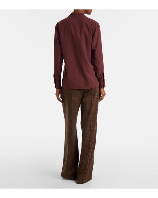 Max Mara Red Mirko Silk Crepe Blouse