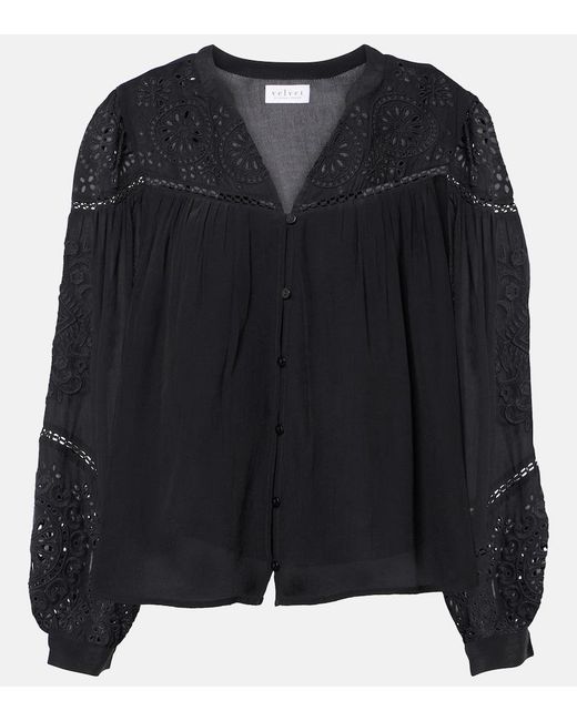 Velvet Black Libby Open-Knit Blouse