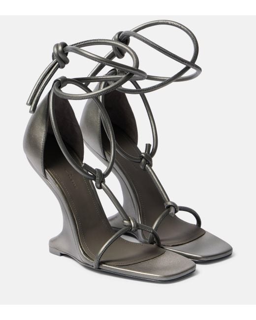 Rick Owens Black Cantilever Leather Wedge Sandals