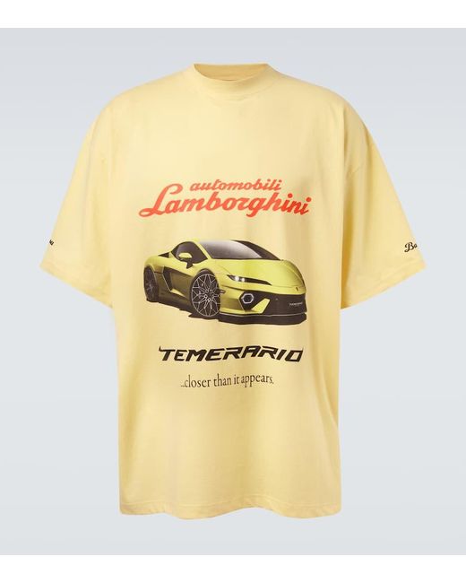 Balenciaga Yellow X Automobili Lamborghini Cotton Jersey T-Shirt for men