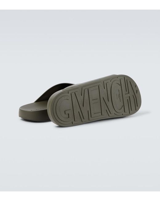 Givenchy Green Logo Pu Slides for men