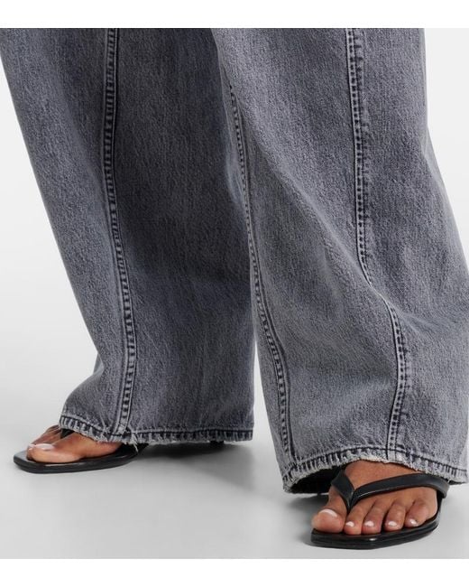 SLVRLAKE Denim Gray Alex Mid-Rise Wide-Leg Jeans