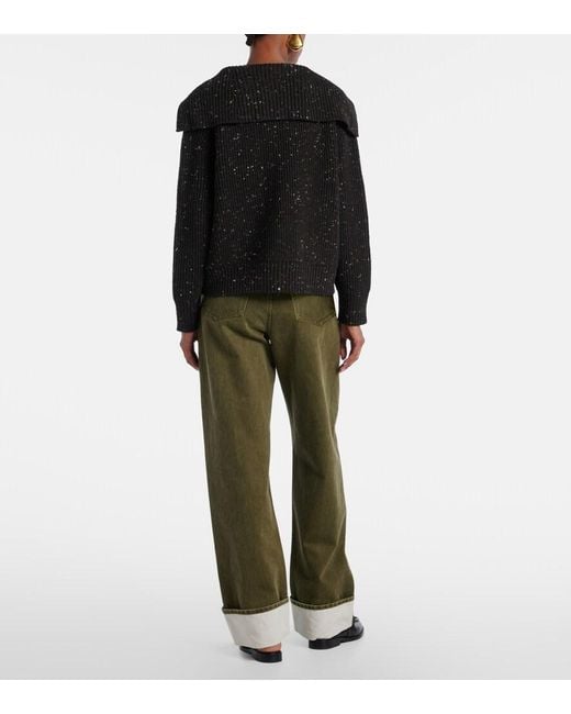 Bottega Veneta Black Ribbed-Knit Wool-Blend Cardigan