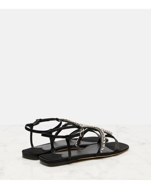 Jimmy Choo Black Gwyn Embellished Satin Sandals