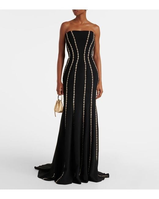 Abito Lungo Dash Con Cristalli di Jenny Packham in Black