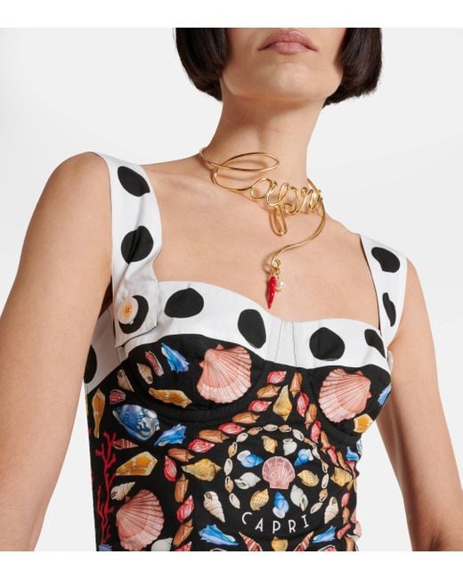 Dolce & Gabbana Multicolor Capri Printed Cotton Corset Dress