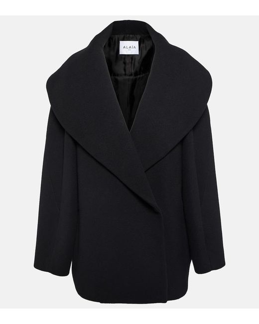 Alaïa Black Cocoon Wrap Virgin Wool Coat