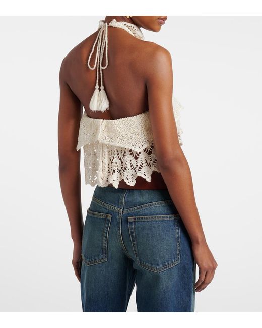 Isabel Marant Natural Dunvel Crochet Halterneck Crop Top