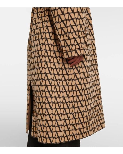 Valentino Brown Toile Iconographe Wool And Silk Coat