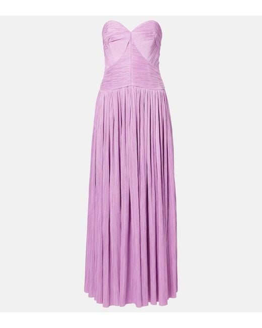 Jonathan Simkhai Purple Aubriella Gathered Plisse Gown