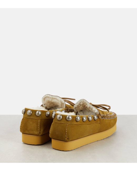 Isabel Marant Yellow Forley Shearling-lined Suede Moccasins