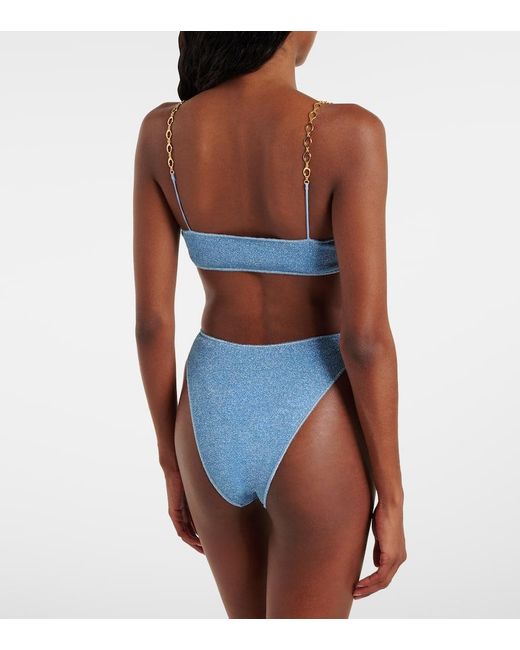 Oseree Blue Lumiere O Chain Lame Bikini