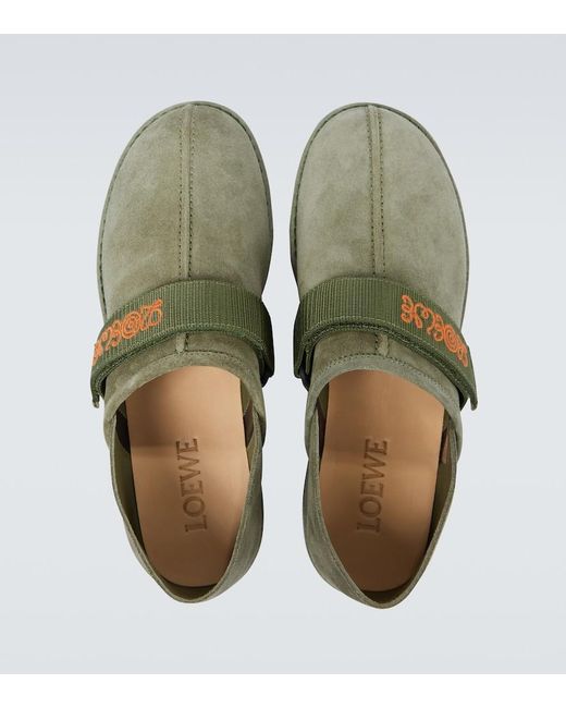 Loewe Slippers aus Veloursleder in Green für Herren