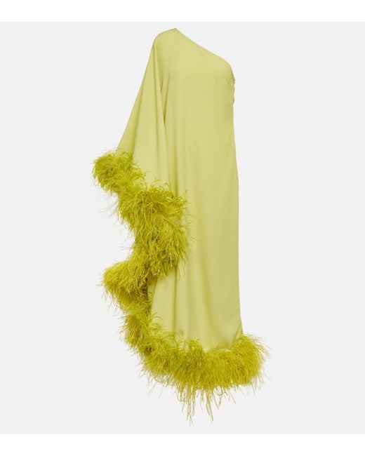 Robe longue Ubud a plumes ‎Taller Marmo en coloris Yellow