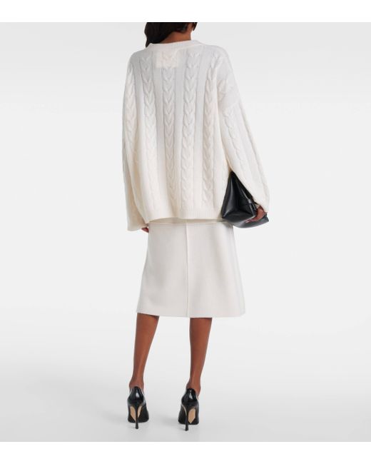 Lisa Yang White Vilma Cable-knit Cashmere Sweater