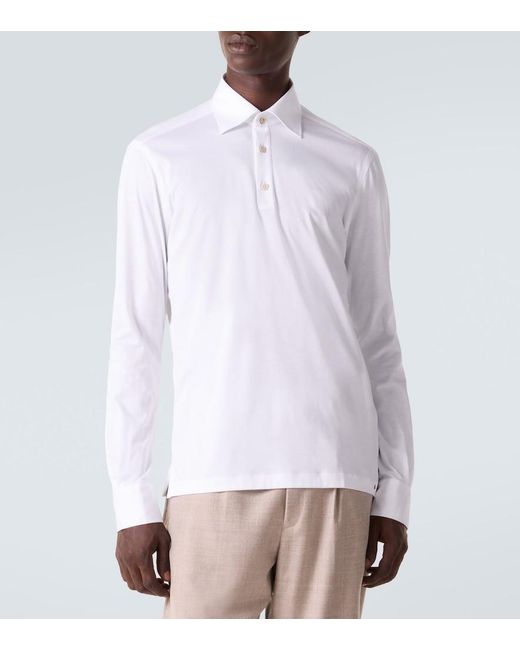 Kiton White Cotton Poplin Polo Top for men