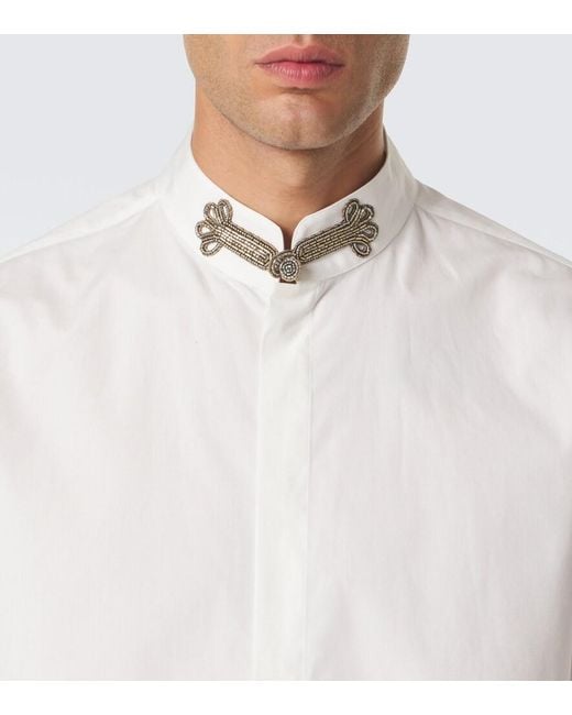 Valentino White Embellished Cotton Poplin Shirt for men