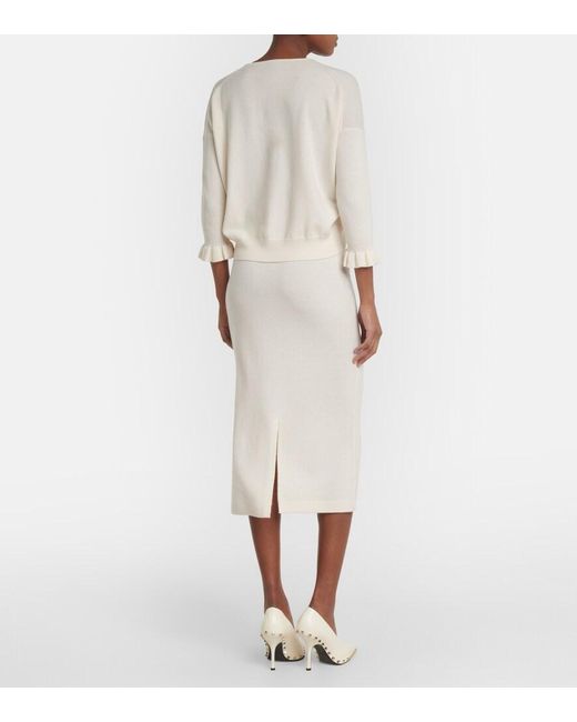 Jardin Des Orangers Natural Frill-Trimmed Wool And Cashmere Sweater