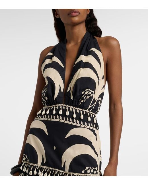 Johanna Ortiz Black Printed Cotton Maxi Dress