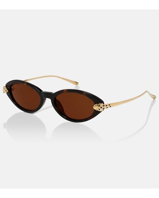 Cartier Brown Panthere De Cartier Oval Sunglasses