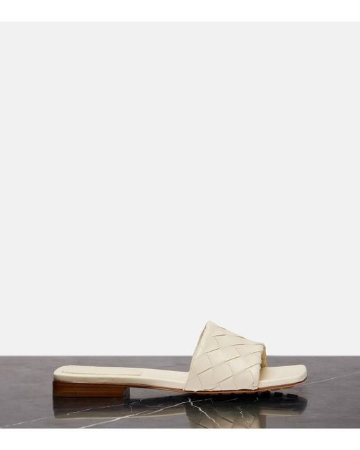 Bottega Veneta Natural Parco Intrecciato Leather Slides