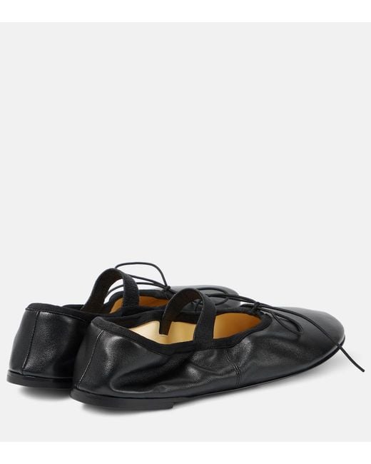 Proenza Schouler Black Glove Leather Mary Jane Flats