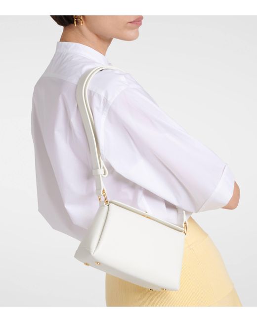 Plan C White Folded Mini Leather Shoulder Bag