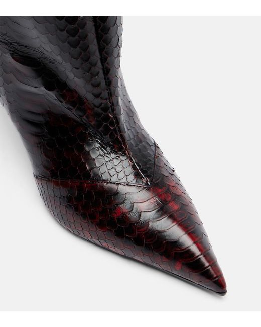 The Attico Black Lea Snake-Effect Leather Knee-High Boots