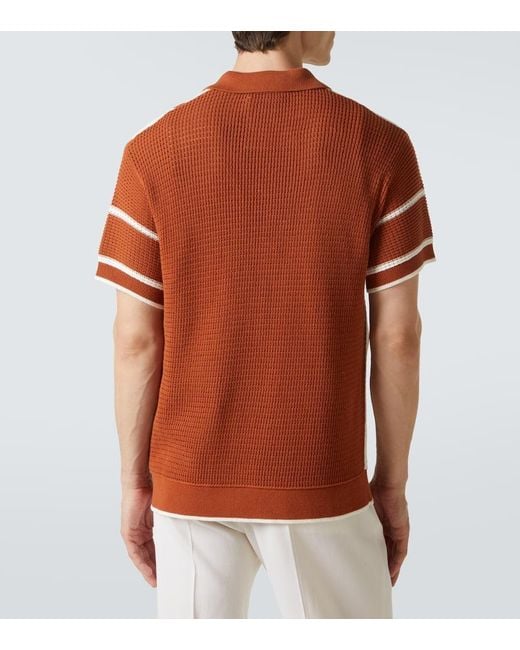 Frescobol Carioca Red Fabricio Crochet Cotton Shirt for men