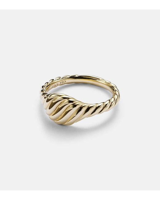 Anillo De Menique Sculpted Cable De Oro De 18 Ct David Yurman de color White