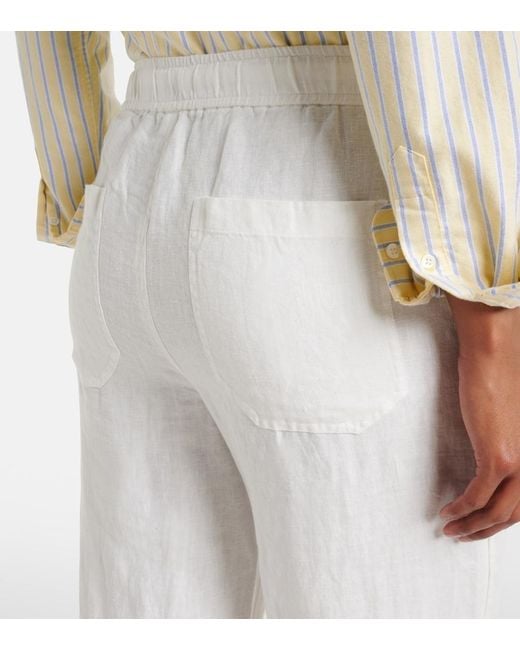 Polo Ralph Lauren White Linen Wide-Leg Pants