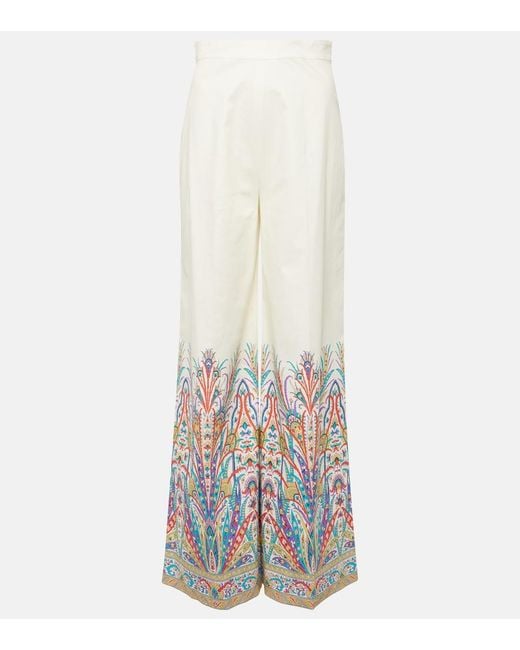 Etro White Botanical-Print Trousers