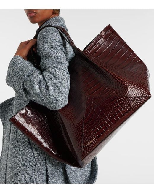 【Victoria Beckham】W11 ラージクロコ調レザートートバッグ Victoria Beckham W11 Large Croc-Effect Leather Tote Bag in