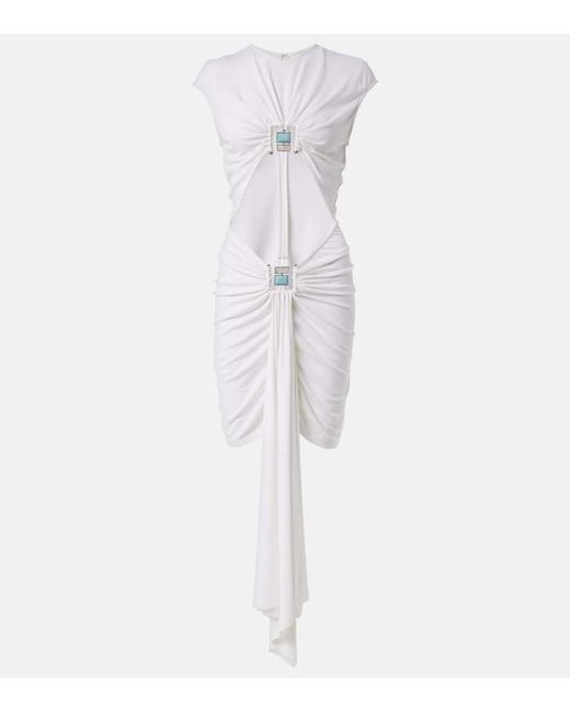 Vestido Corto De Jersey Con Aberturas Fruncido Christopher Esber de color White