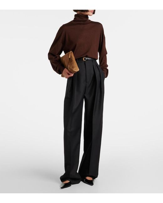 Saint Laurent Black Leather Slingback Flats